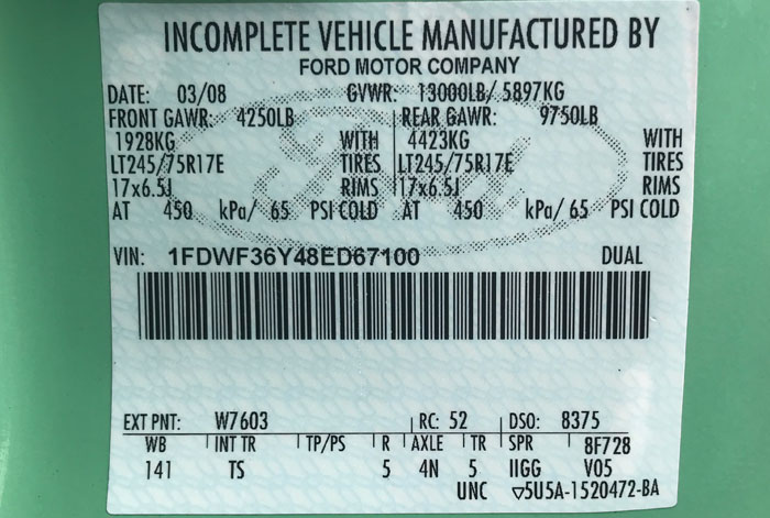 2008 Ford F-350 6 Spd. Dump -Federal Label 