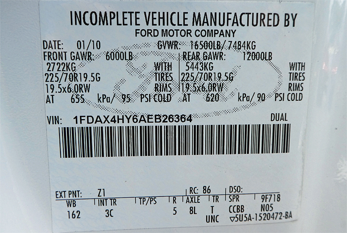 2010 Ford F-450 XLT 4 x 4 Mechanic’s Truck - Federal Label