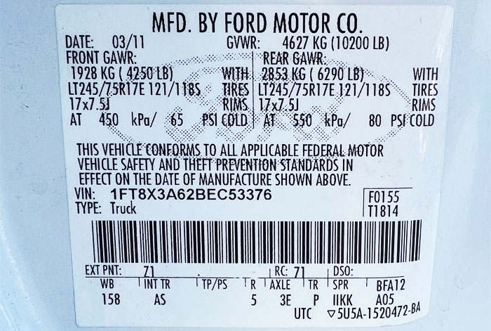 2011 Ford F-350 XL Utility - Federal Label  