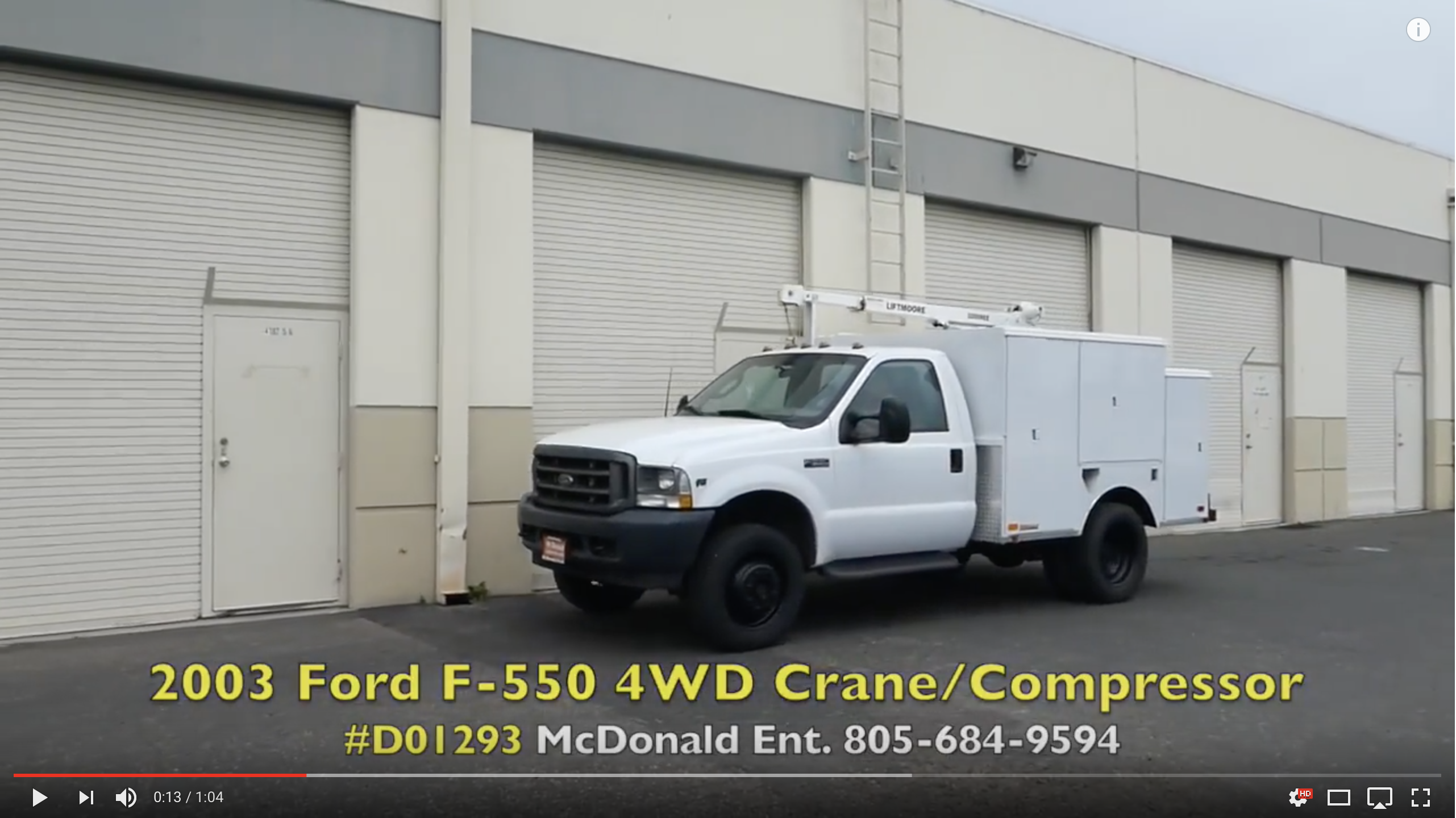 2003 Ford F-550 4 x 4 Servive Truck w/ Crane & Air Compressor on YouTube