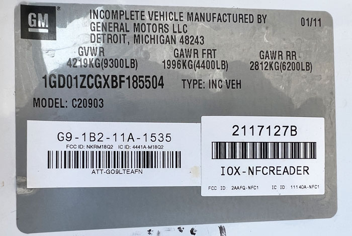 2011 Chevy Silverado C2500HD Utility Truck - Federal Label