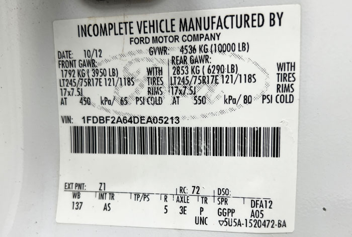 2013 Ford F-250 Utility - Federal Label