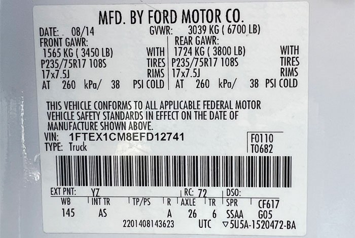 2014 Ford F-150 - Federal Label