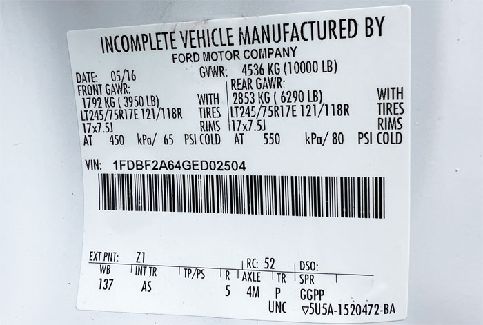 2016 Ford F-250 Utility - Federal Label