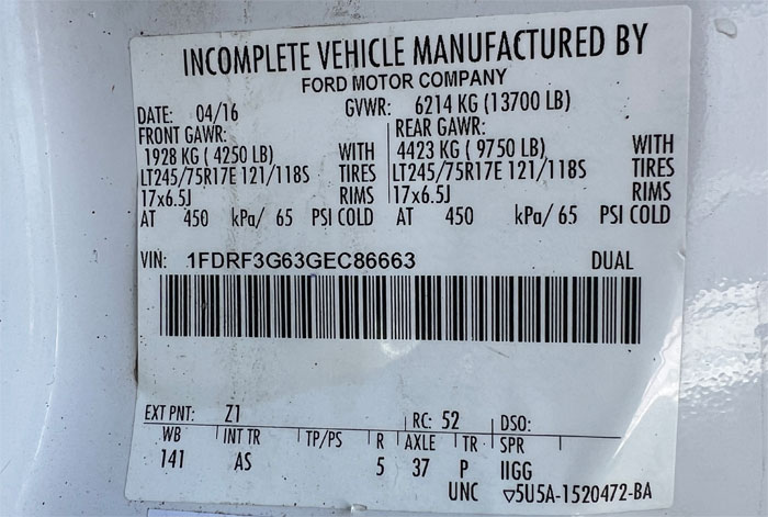 2016 Ford F-350 Utility - Federal Label 